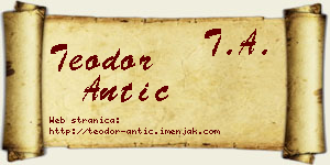Teodor Antić vizit kartica